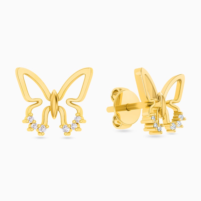 Miss L' by L'azurde Butterfly Diamonds Stud Earrings in 18K Gold - Image 3